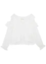 Free People Ruffled Linen top - Ivory - XL XL
