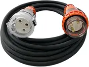 32 Amp 1m Extension Lead, Single Phase, 3 pin, 240V 32A Heavy Duty Cable 1Ph