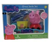 Peppa Pig Toothbrush and Toothbrush Holder Set 3-Piece Great Smile New
