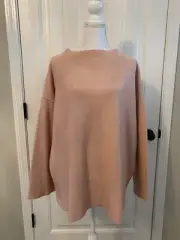 New Eileen Fisher Lightweight Boiled Wool Box-Top Blush Sz L F1WQO-T5458M