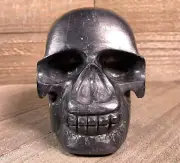 SHUNGITE Crystal Skull, Large - Gothic Halloween Home Decor, Memento Mori, 53082