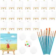 20 Pack Mini Canvases, 15X15Cm Small Stretched Painting Canvas Panel with Mini E