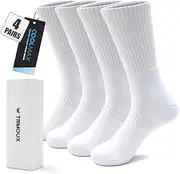 [TRMOUX] Men's Athletic Crew Socks - Quick-Dry Coolmax & Moisture-Wicking, Cushioned for Outdoor Sports, 4-Pack