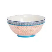 Nicola Spring Patterned Salad & Fruit Ceramic Serving Bowls, 20cm - Set of 2