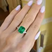 2.70 Ct Natural Octagon Emerald Diamond Proposal Ring14K solid white gold