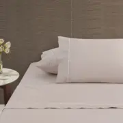Accessorize White/Natural Piped Hotel Deluxe Cotton Sheet Set or Accessories