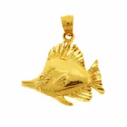 14K Gold Big Fin Fish Charm