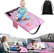 Toddler Airplane Bed,Airplane Seat Extender for Kids,Toddler Kids Travel Essential Airplane Bed with Side Pocket for Baby Plane Travel Essentials Infant Foot Rest (Pink)