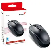 Genius DX-120 USB Wheel Mouse - Calm Black 3 Button Rounded Design - Optical Sensor - 1000 DPI - 1.5m - Windows & MacOS Compatible [DX-120]