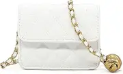 [YAMEIZE] Mini Crossbody Bags for Women-Small Phone Bags Fashion Belt Bags Leather Quilted Chain Purse with Adjustable Belt for Ladies Travel, Mini/White