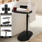 Bedside End Side Table Bathroom Spa Bath Tub Caddy Tray Shelf Wine Glass Holder