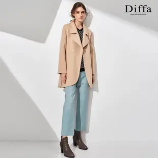 【Diffa】喀什米爾羊毛觸感翻領長大衣3868-1454