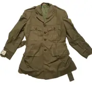 Vintage 1966 Army Green Jacket With Belt Size Medium Wool/Polyester RARE New