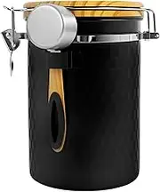 Stainless Steel Airtight Coffee Canister, 1.8L Large Opening Coffee Bean Airtight Container with Sealed Lid and Scoop, Kitchen Storage Container for Flour Nut Cereal Grain