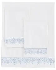 Mlange Home 300 Thread Count Percale Cotton Baby's Breath Embroidery Sheet Set