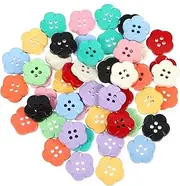 Flower Buttons, 50PCS Bulk Colorful Buttons 4 Holes Flowers Sewing Button Decorative Button Assorted Colorful Buckle for Sewing Crafts Clothes Decorations