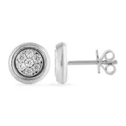 Bevilles Bezel Set Stud Earrings with 0.10ct of Diamonds in Sterling Silver