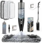 Microfiber Spray Mop for Floor Cleaning - Dry Wet Dust for Kitchen Wood, Hardwood, Laminate, Ceramic Tiles - 360 Degree Set with 6 Heads, Scraper, Holder, Bottle