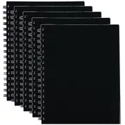 Pack 5 Spirax 511 Notebook Spiral Bound Hard Cover 200 Page 225x175mm Black