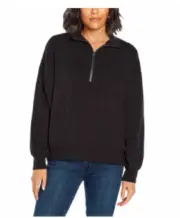 NEW Three Dots Women's Ribbed Cuff Quarter Zip Pullover Size XL