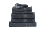 7pc Renee Taylor Bath Towel Set Stella 650 GSM Super Soft Bamboo Cotton Indigo