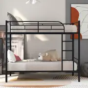 Twin over Twin Metal Bunk Beds Frame Ladder Kids Adult Children Bedroom Dorm US