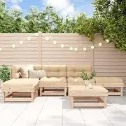 6 Piece Garden Lounge Set with Cushions Solid Wood, Furniture Sets, Patio Furniture