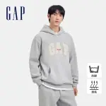 【GAP】男裝 LOGO刺繡刷毛帽T 碳素軟磨系列-灰色(638562)