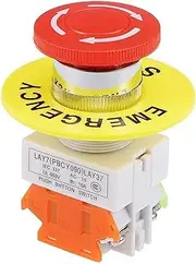 KLVN 22mm Mushroom Latching Emergency Stop Push Button Switch Red with Waterproof Cover 1NO 1NC (Color : Button Sign 60MM)