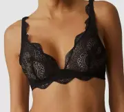 $85 Simone Perele Women's Black Karma Wire-Free Triangle Bralette Bra Size 4