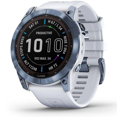 Garmin 010-02541-14 Fenix 7X Sapphire Solar Smartwatch Mineral Blue GPS Watch