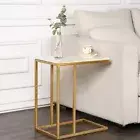 C-Shaped Marble End Table Laptop Books Coffee Table Stand Great for Small Space