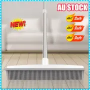 Long Handle for Pet Hair Fur Remover Rubber Broom Carpet Rake with Squeegee AU