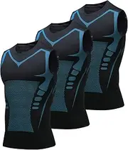 [Generic] 3 Pack Men's Compression Shirts Sleeveless, Quick Drying & Breathable Workout Tank Tops, Printing Base Layer Tights