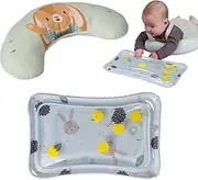 Taf Toys Tummy Time Training Set with Water Mat & Supportive Tummy Time Cushion for Baby Development, Baby Tummy Time Play Mat & Baby Lounge Cushion for Newborn, Infants and Toddlers Tummy Time Toys