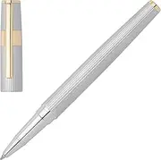 Hugo Boss Rollerball Pen Gear Pinstripe Silver/Gold | Black Ink | Gift Box