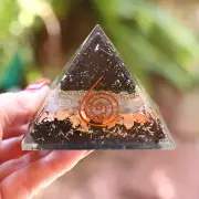 Black Tourmaline & Selenite Orgone Pyramid LARGE 75mm 3 inch EMF & 5G Protection