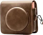 HelloHelio Vintage Bag Compatible for Fuji Instax Square SQ1 Instant Camera, Premium Vegan Leather Case with Removable/Adjustable Shoulder Strap (Brown)