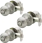 Copper Creek BK2030SS-3 Ball Door Knob, Privacy Function, 3 Pack, Satin Stainless