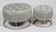 Nested ottoman sets velvet stools with gold metal base in grey