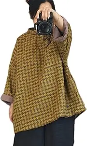 [NFYM] Womens Elegant Houndstooth Plaid Jackets Fall Winter Traditional Chinese Qipao Slant Collar Quilted Coats