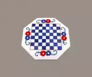 24" Chess Board white Marble chess Table Top inlay Home room decor k30