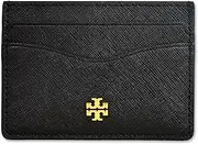 [Tory Burch] Womens 136101 Saffiano Leather Emerson Slim Card Case Wallet, (001 Black), 001 Black, Wallet