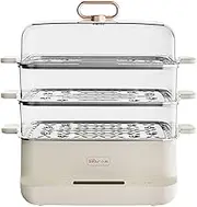 Bear Electric Food Steamer, 12L Vegetable Steamer with 3-Tier BPA-Free Steam Trays, Quick Simultaneous Cooking for Veggies, Meats, Grains, Seafood, Auto Shutoff & Anti-dry Protection, 800W
