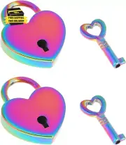 2 Pack Mini Heart Shaped Padlock with Key, Small Metal Heart Shaped Padlock, Min