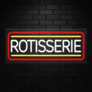 Rotisserie Sign for Window/Wall Displays | LED Flex Neon | 32"W x 13"H x 1"D