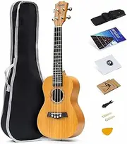 Tenor Ukulele Solid Top Mahogany 26 Inch With Ukulele Accessories With Gig Bag,Strap,Nylon String,Guitar Trigger Capo,Picks