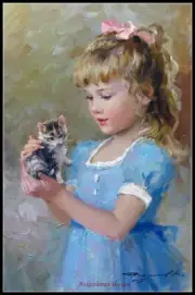 Counted Cross Stitch Pattern Charts Needlework X Stitch- Childhood Girl 4