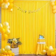 10x10 Yellow Backdrop Curtain for Parties Wrinkle Free Lemon Yellow Photo Curtains Backdrop Drapes Fabric Decoration for Birthday Party Wedding Baby Shower 5ft x 10ft,2 Panels