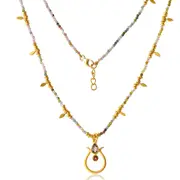 Khadija Necklace in Sterling Silver with Multi-Tourmaline Stones - Shiny Finish - Elegant Jewellery in Australia